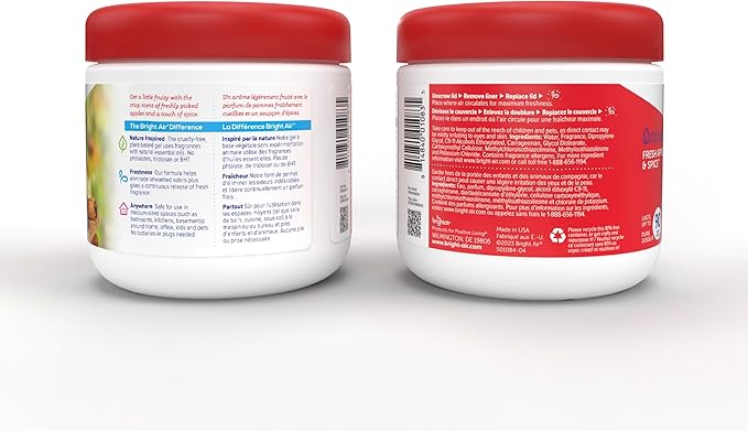 Bright Air 14 oz. Super Odor Eliminator, for Medium-Size Spaces, Fresh Apples & Spice Scent, Case of 6, Lasts Up to 90 Days Each