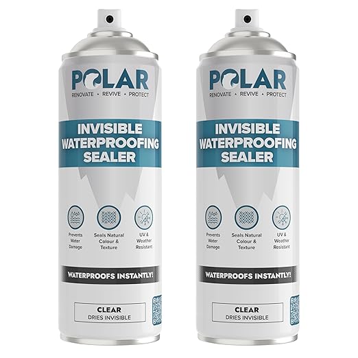 Polar Invisible Waterproof Sealer Clear - 2 x 20 Fl Oz | Instant Waterproof Sealant for Fabric, Concrete, Brick, Wood & Masonry | Long Lasting Protection for Interior & Exterior Surfaces