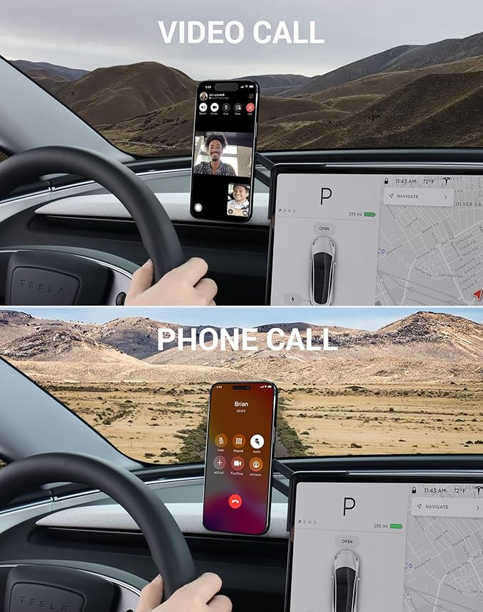 BASENOR Phone Mount for 2025 2026 Tesla Model Y Juniper Tesla Model 3 Highland [Strongest Magnet Power] Magnetic Holder 360° Adjustable Stand Accessories (Standard/Premium/Performance)