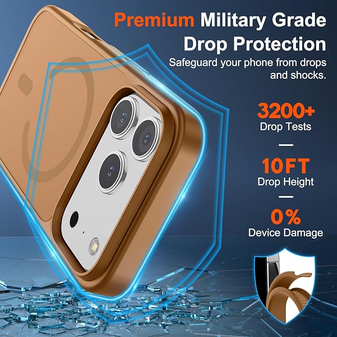 SUPFINE Magnetic for iPhone 17 Pro Max Case (Compatible with MagSafe)(Military Grade Drop Protection) Translucent Matte Shockproof with Anti-Fingerprint Phone Cover,Brown