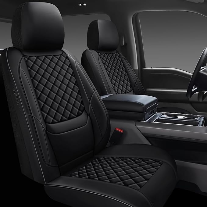 Full Coverage Leather Car Seat Covers Full Set,Waterproof Seat Covers for Cars,SUVs Trucks, Car Seat Cushion,Car Seat Protector with 5 Seats (Black, Full Set(Front and Rear-5 Seats))