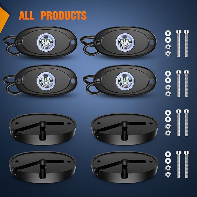 Nilight LED Rock Light 4PCS Underglow Wheel Well Pods Waterproof Exterior Underbody Roof Rack Side Lamps for Car Truck Pickups ATV UTV SUV Motorcycle Boat, White Color