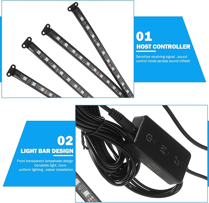MAGICLULU LED Car Interior Light Strip Kit 72 LED Remote Control Ambient Lighting for Cars Adjustable Color Easy to Install Decorative Trim Lights