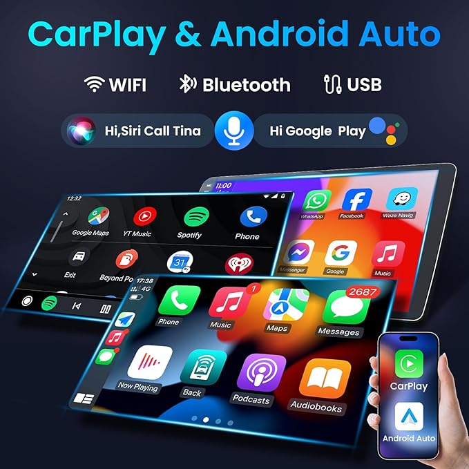 8Core+64G ROM Car Radio for Dodge Ram 1500 2500 3500 2009-2012: Android 13 Car Stereo for Ram 1500 Radio Upgrade with Wireless CarPlay Android Auto FM AM Audio HiFi DSP Bluetooth 5GWiFi