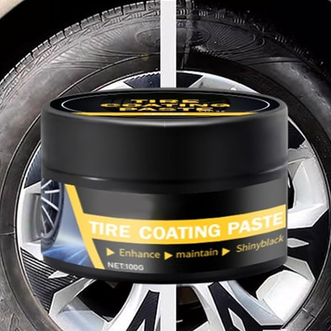 Tire Shine Paste - Black High Gloss Dressing, Tyre Coating Gel, Automotive Waxing Tool, Durable Vehicle Finish | Ideal for Car Motorcycle Truck Wheel Rim Cleaning Renovation Maintenance Refurbishing