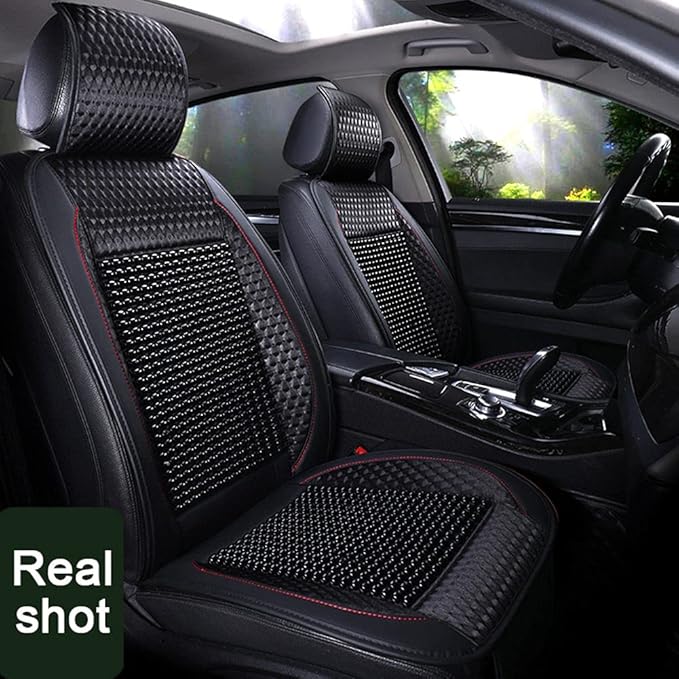 Blueshyhall Wooden Beaded Car Seat Cover Comfortable Massage Car Seat Cushion Cool Breathing–Universal SUV Auto Office Home, Black