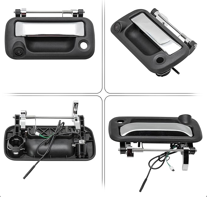 EWAY Tailgate Handle Reverse Backup Camera Replacement for Ford F150 2004-2014, Super Duty F-250 F-350 F450 F550 Rear View Parking Back Up Camera 170° Tailgate Latch Door w/Keyhold, Black & Chrome