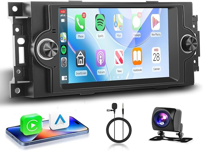 4+64G for Dodge Ram 1500 06-08,Chrysler 300C 05-07,Chrysler PT Cruiser,Jeep Grand Cherokee Android Car Stereo WiFi Wireless Carplay Android Auto,6.2“ for Dodge Ram Radio for Jeep Grand Cherokee Radio