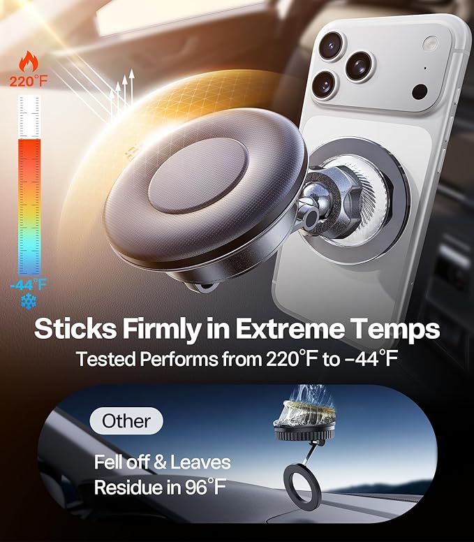 TORRAS 2026 Upgraded Vacuum Car Phone Holder for MagSafe Car Mount [98+ LBS Strongest Suction | 24 N58 Magnets] 360° Adjustable Magnetic Phone Holders for Your Car, for iPhone 17-12 Pro Max Plus Air