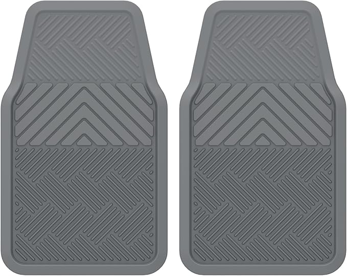 ClimaTex Heavy Duty Car, Truck, Van, and SUV Automobile Floor Mats for Floor Protection, Weatherproof Deep Channel No-Slip Front and Back Seat Floor Mats, 4 Piece Set, Gray