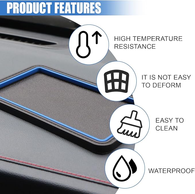 Car Dashboard Anti-Slip Grip Mat, Cell Phone Holder Gel Pad, Multifunctional Dashboard Sticky Pad, Universal Vehicle Interior Accessories for GPS, Keychains, Sunglasses (Blue)