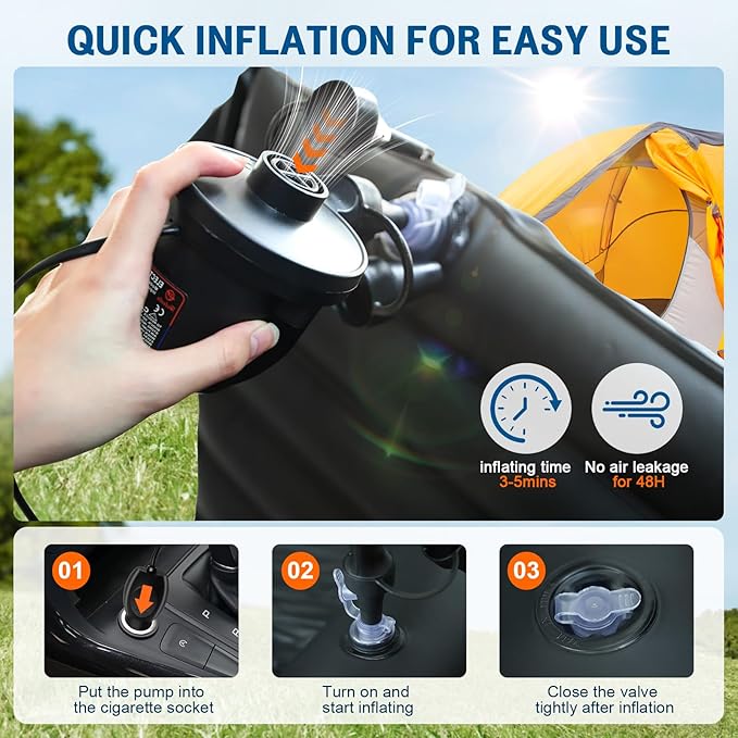 SUV Air Mattress - Thickened Car Air Mattress with Electric Pump, Portable Inflatable Car Bed with 2 Pillows, Camping Mattress Back Seat for SUV Trunk, Travel, Home (Black)