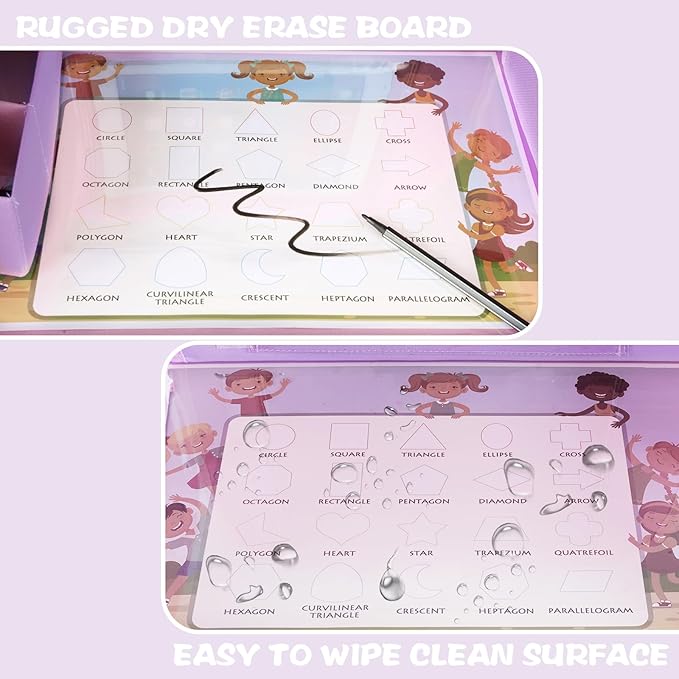 MENZOKE Kids Travel Tray for Toddler Car Seat, Toddler Gift for Girl Activities with Dry Erase Board & iPad Holder Stand, Road Trip Essentials Accessories Lap Tray for Girl as Birthday Gift, Purple