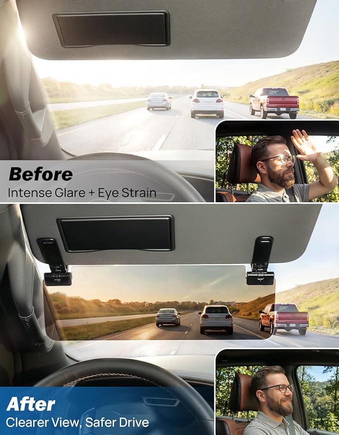 JOYTUTUS Large Sun Visor Extender for SUV Pickup Truck, Polarized Sun Visor Extender Universal Sun Blocker UV400, Adjustable Visor Extension for Car Visor,Double-Clip,Anti Glare Stray Light