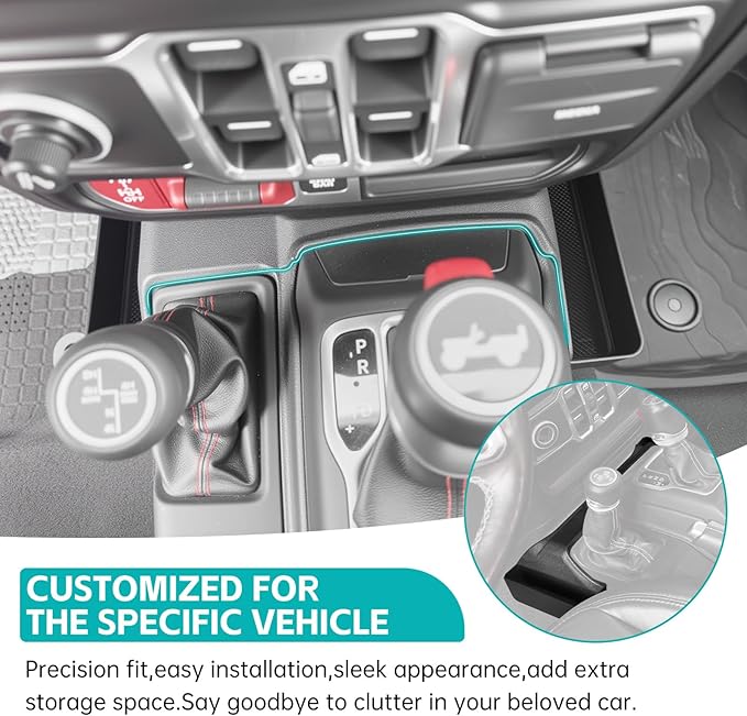 3PCS Center Console Organizer Combo Kit Compatible with 2018-2023 Jeep Wangler JL JLU 4xe Rubicon Sahara & Gladiator JT Accessories, Hanging Storage Box & Grab Bar Tray & Gear Shift Side Tray