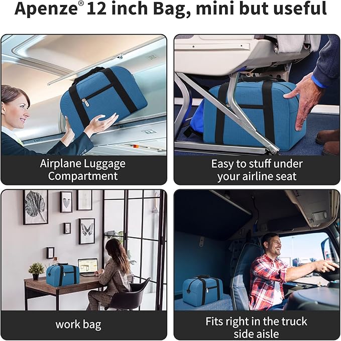 Small Gym Bag Carry On Bag - 12 in Mini Duffle Bag Lightweight for Overnight Travel - Blue