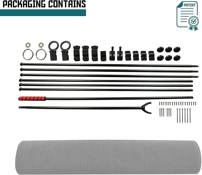 Bynbbur 8'W x 6'H Outdoor Patio Shades Foldable Roller Blinds, 220 GSM Sun Shade Roll Up Porch Screens Exterior Shade Cloth for Deck Pergola Backyard, Light Gray