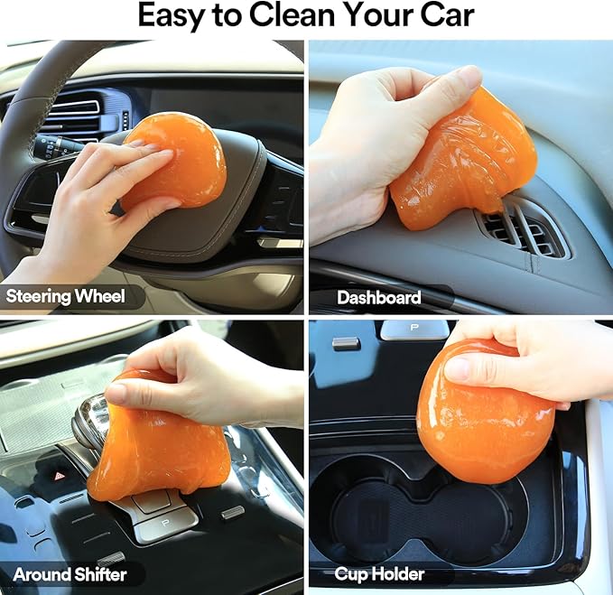 PULIDIKI Car Cleaning Gel Orange 2Pack and Car Cleaning Putty Yellow 2Pack Bundle