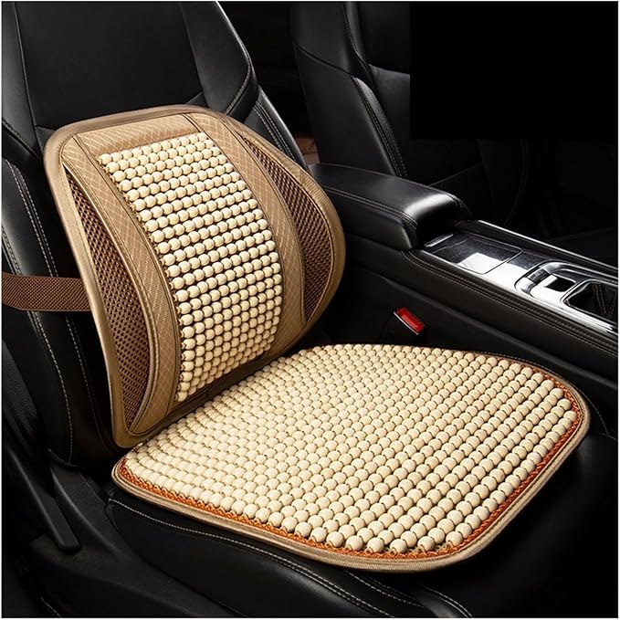 TOMSE Car Seat Chair Back Cushion for BMW X3 G01 2019 2020 2021 2022 2023 2024, Wooden Beads Ventilate Mesh Lumbar Brace Strong Durable Relieve Fatigue Summer Interior Accessories,A-Backrest