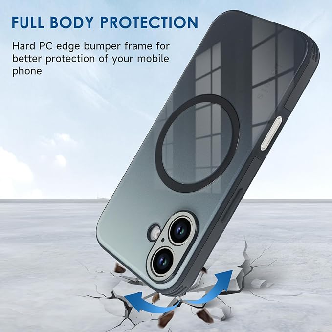 Guppy Compatible with iPhone 17 Magnetic Case, with Full Camera Lens Protector [Compatible with MagSafe] Scratch Resistant Gradient Glass Back Cover Phone Case-Black
