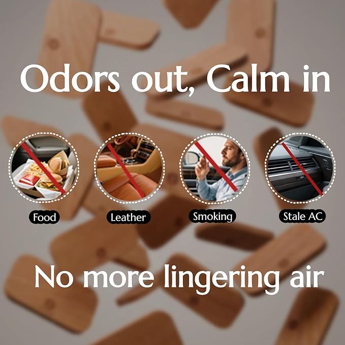 Car Air Freshener - Wood Air Freshener for Visor Clip - Long Lasting Car Odor Eliminator - Vehicle Scent Diffuser - (Coconut - Tropical Garden - Stone Pepper - White Santal, CLIP INCLUDED)