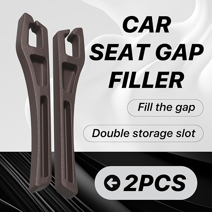 Car Seat Gap Filler Organizer, 2PCS Multifunctional Vehicle Fill Gap Blocker with Storage Slot Between Seat Console, Anti-Drop Auto Interior Organization, Universal for SUV Truck Sedan(Brown)