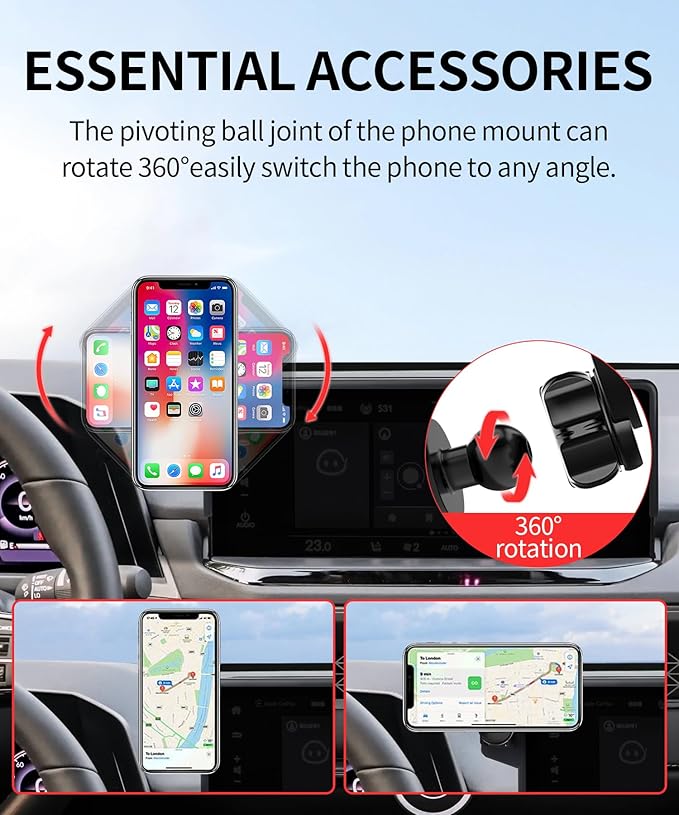 MaserWeller Car Phone Holder for Honda Accord 2023-2026 Accessories 12.3-Inch Screen Fixed Clip, 360° Rotation Phone Mount Compatible with MagSafe, Cell Phone Holder That Does Not Affect Air Vent