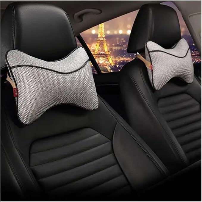 Car Headrests Cervical Neck Pillow Head Cushion Memory Foam Cotton Fit for Seat Waist Lumbar Support(Gray)