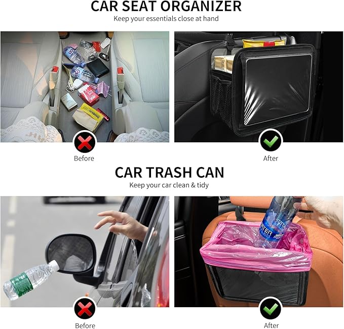 Car Seat Back Organizer Tablet Holder, Vehicle Front Seat, Personal Travel Storage Bag For Adults & Kids Car Accessories Interior & Travel Essentials(Black)