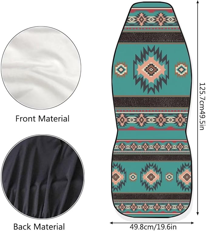 ELEQIN Car Seat Covers Universal High Back Fashion Cushion Protector for Car Truck Suvs,Sedans,Vehicles,Airbag Compatible Front Car Seat Covers 2 Pack Blue Aztec Tribal