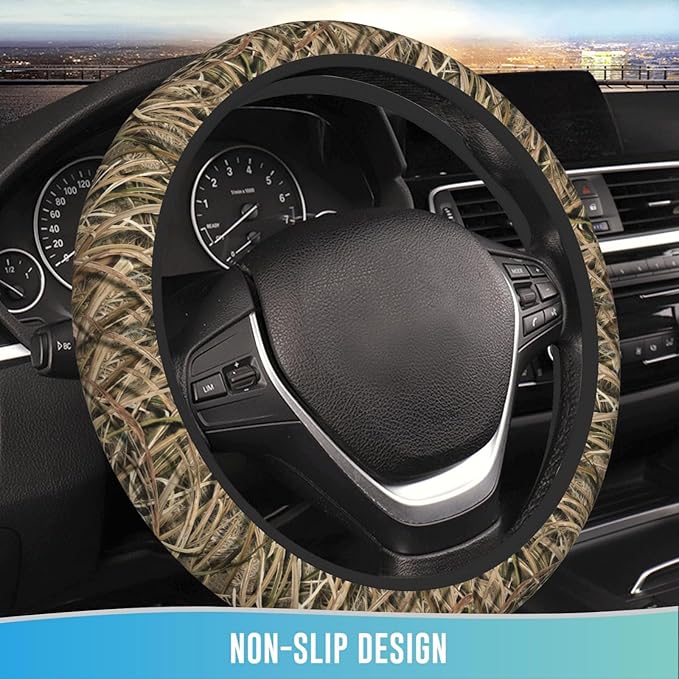 Elastic Steering Wheel Cover Car Accessories Cute Universal 15 Inch Absorbing Sweat Non-Slip Breathable for Man - Mossy Oak Shadow Grass Blades