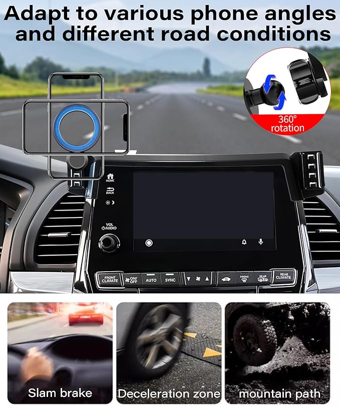 Magnetic Car Phone Mount for 2018-2024 Honda Odyssey Accessories, for MagSafe Strong Magnets Cell Phone Holder 8-Inch Screen Cradles, with Portable Phone Gripper 360° Rotation