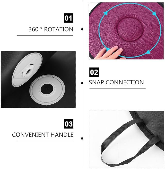 Rotating Car Seat Cushion 360 Degree Swivel Pad with Anti-Slip Base Lightweight Portable for Elderly Pregnant and Mobility Support Use at Home Office or Vehicle