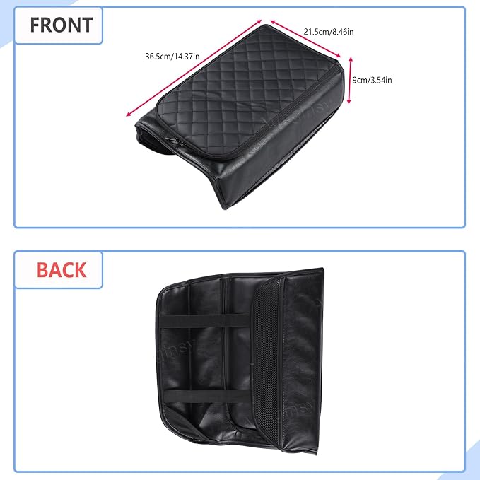 Car Center Console Armrest Cover Compatible with Toyota Tundra 2022+ Sequoia 2023+, Leather Middle Console Cushion Lid Pad Anti-Scratch Armrest Seat Box Protector Cover With Pocket/Zipper Accessories