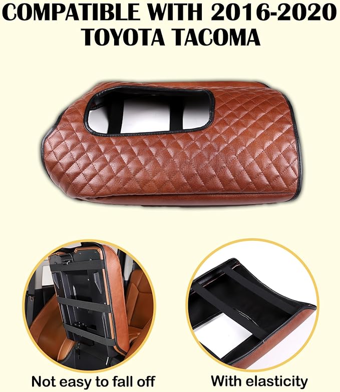 CHEAYAR Center Console Armrest Cover Kit,Console Armrest Cushion Automotive Customized Console Armrest Cushion, Fit for Toyota Tundra 2014-2020 Accessory Organizer Protector (Plaid - Brown)