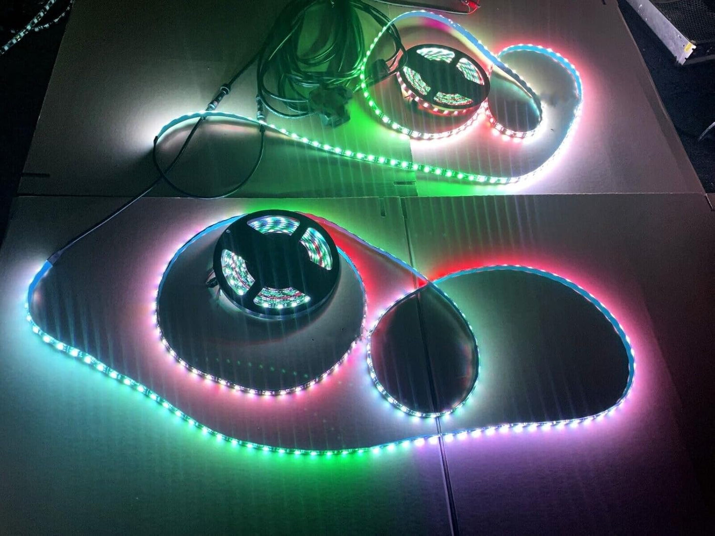 Black Out Full Tinted Smoked LEDs x4PCS 3FT 90CM 36INCH RGB Dream Color Chasing IP65 Light Strips for Car Truck Slingshot Golf Cart Bluetooth + Remote Durable Set