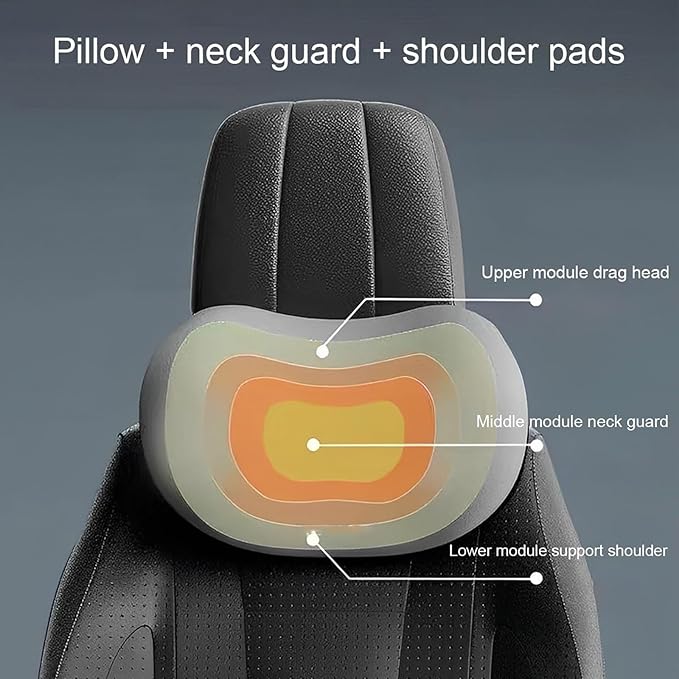 New Car Headrest & Lumbar Support Cushion for Hyundai Santa Fe 2001-2024, Ergonomic Memory Foam Seat Headrest Neck Rest Cushion Breathable Removable Cover for Neck Back Relief,A/Black