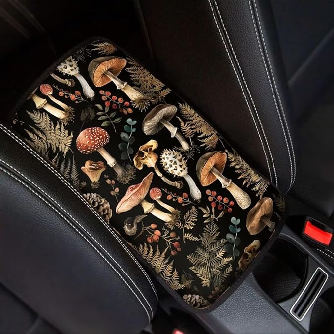 Coldinair Vintage Mushroom Universal Car Center Console Pad Soft Armrest Protector Cover Fit for Most Vehicle,SUV,Truck,Car Interior Accessories Decor