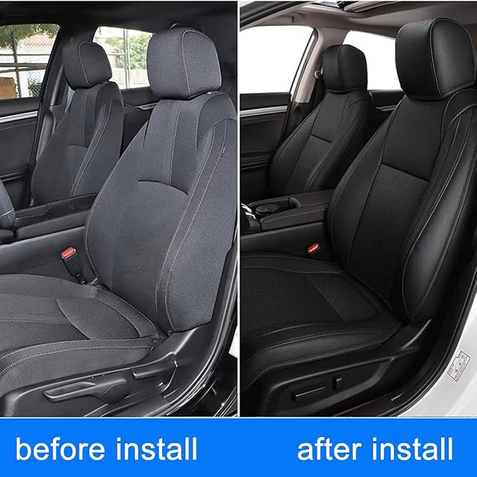 AOMSAZTO Custom Fit Seat Covers for Honda Civic Seat Covers Sedan Sport 2022 2023 2024&LX 2022-2026 Car Seat Covers Full Set Faux Leather Black