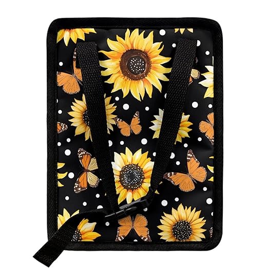 BIGCARJOB Sunflower Car Trash Bin Car Trash Can Bags Butterflies Print Hanging Accessories Trash Can Storage Bag for Women Girly Cute Car Trash Can with Lid Collapsible