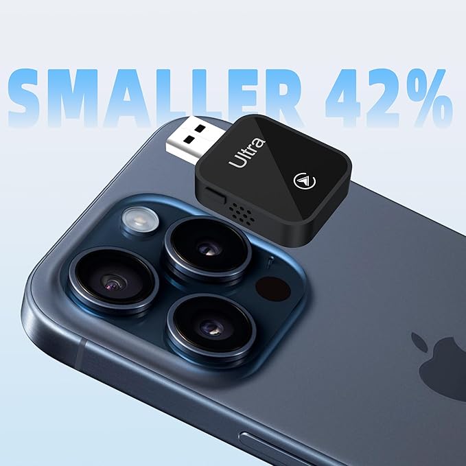 Mini Wireless Carplay Adapter for iPhone - Carplay Wireless Adapter Car Play Bluetooth, Compatible with iPhone iOS 10+, [One-Touch Phone Switching] Black