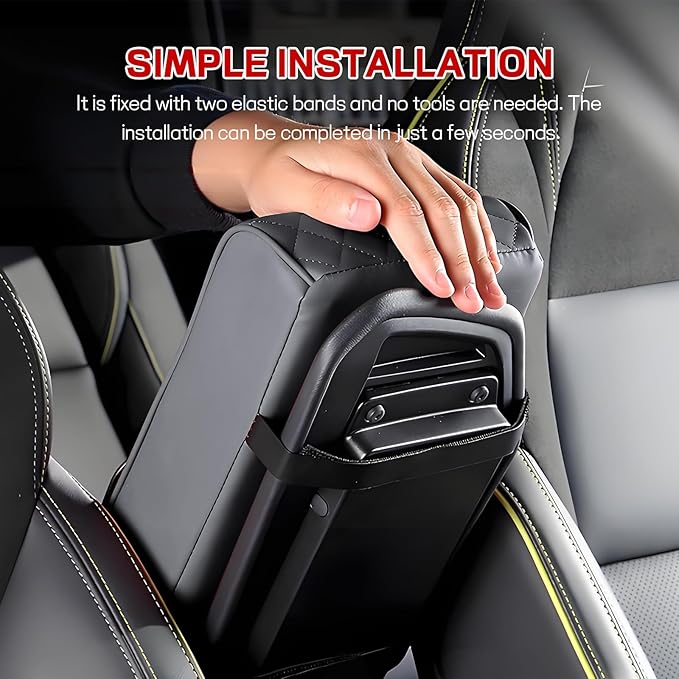 Car Center Console Armrest Pillow, 13.19"×7.87" Leather Car Arm Rest Cover, Memory Foam Auto Armrest Cushion with Cup Holder Phone Slot, Universal Vehicle Middle Console Cushion Pad (Gray)