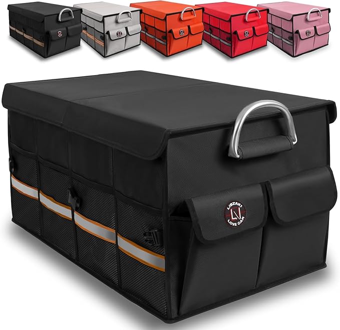 Trunk Organizer, LIBZAKI Cargo Organizer, Premium Multi Compartments Collapsible Portable Trunk Storage for auto, SUV, Truck, Minivan -Black