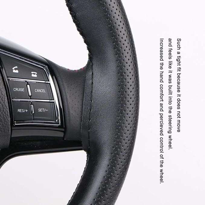 Universal Genuine Leather Steering Wheel Cover Hand Sewing Breathable Design 15 Inch DIY Cowhide Car Steering Wrap Black
