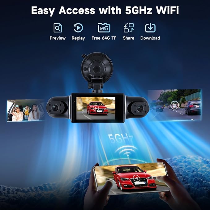4 Channel Dash Cam Front and Rear Inside 360° Dash Camera for Cars 4 Channel Dash Cam Front and Rear Inside,IPS 4K/2K Dash Camera WiFi APP,G-Sensor 24/7 Parking Mode,170° Loop Recording