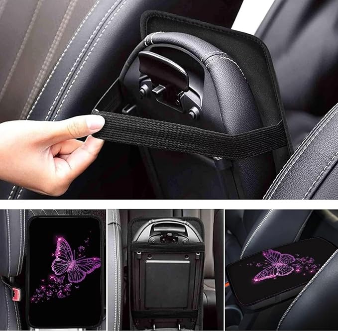 Pink Butterfly Leopard Print Arm Rest Cushion Pads for Vehicle Arm Rest Cushion Pads Anti-dust Dog & Cat Paws Protector for SUV/Truck/Vehicle Decor