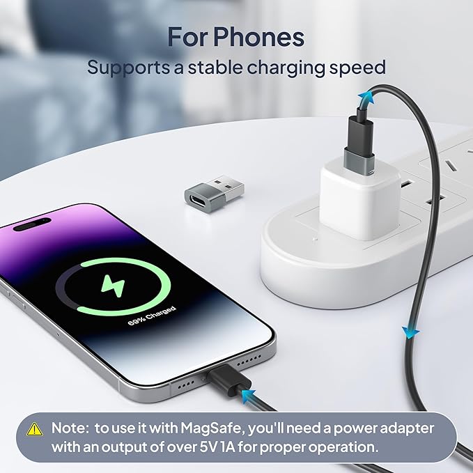 Basesailor USB to USB C Adapter 3Pack,Type C Female to A Male Car Charger USBC Car Converter for iPhone Air 17 17e 16 16e 15 14 Pro Max,iWatch 11 10,iPad 9 Mini 7,Samsung Galaxy S26 A56,Z Fold Flip 6