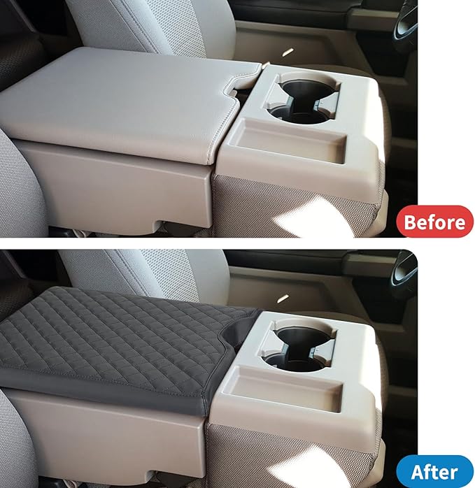 Xaido Center Console Cover Compatible with 2015-2024 2025 Ford F150 & 2017-2025 F250 F350 F450 with 40/20/40 Jump Seat, Leather Armrest Protector Pad (Jump Seat Only)