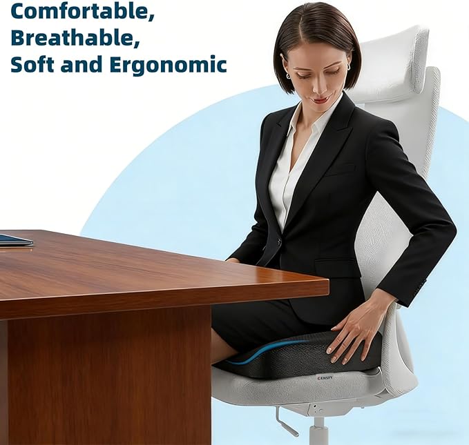 Memory Foam Seat Cushions Coccyx Pad Thicken Widen Strong Support and Comfort for Office Chairs, Car Seat, Dining Gaming Chairs, Wheelchairs.