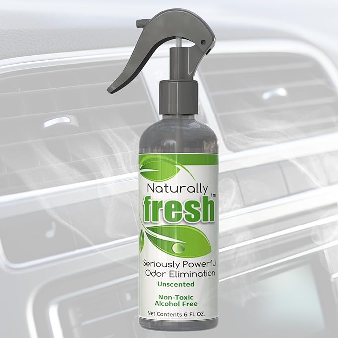 Unscented Non-Toxic Alcohol-Free Car Air Freshener Spray - Odor Eliminator and Fragrance-Free Car Spray Freshener, Remove Smoking Odor, 6 oz Freshener Spray by Fresh Naturally